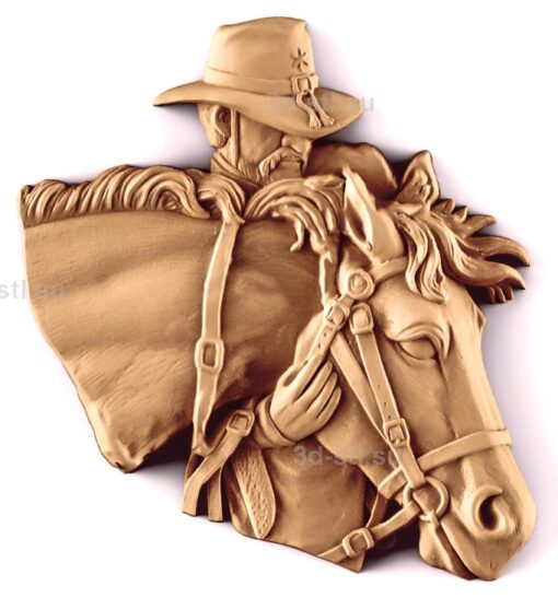 stl модель-Панно Ковбой с конем