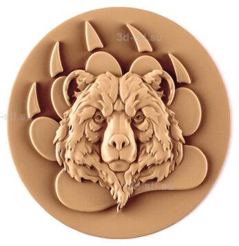 stl модель-Панно Медведь медальон
