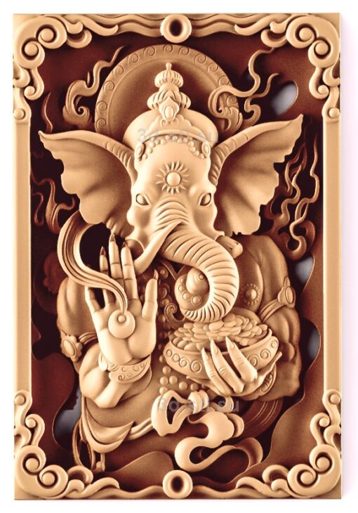 stl модель-Панно Слон-Бог