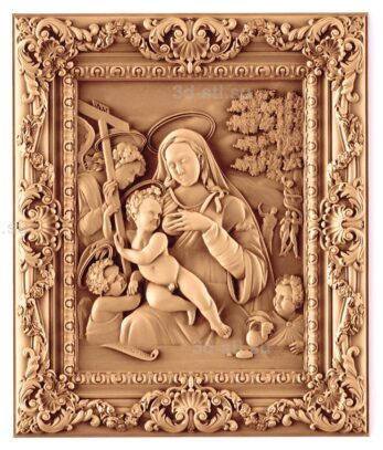stl модель-Панно Мария с младенцем Иисусом