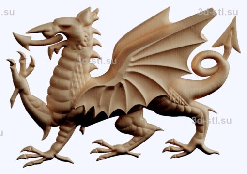 3d stl модель-дракон   барельеф № 110