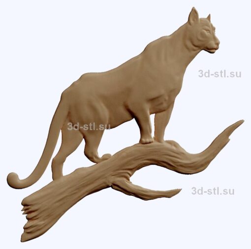 3d stl модель-пантера  барельеф с животными № 047