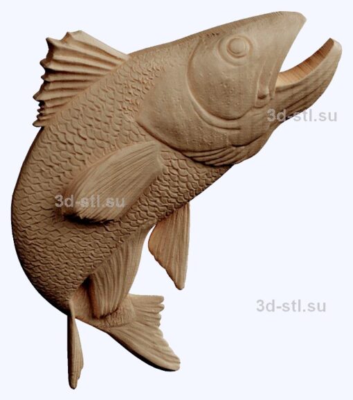 3d stl модель-судак    барельеф с животными № 049