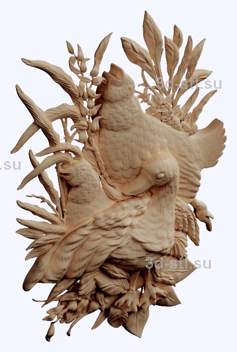 3d stl модель-птицы    барельеф с животными № 052