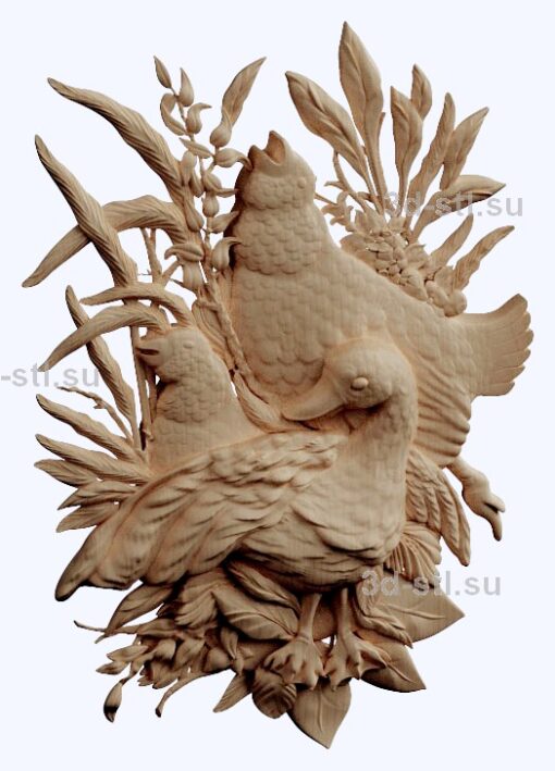 3d stl модель-птицы    барельеф с животными № 052