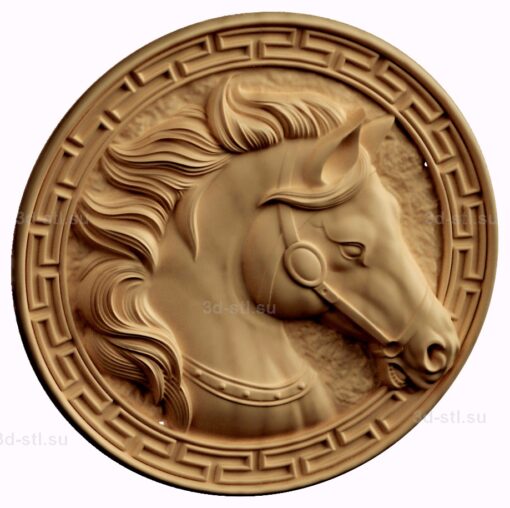 stl модель-Медальон с лошадью