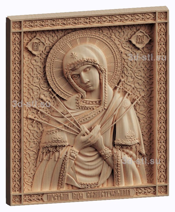 3d stl модель- Икона  Богородица Семистрельная