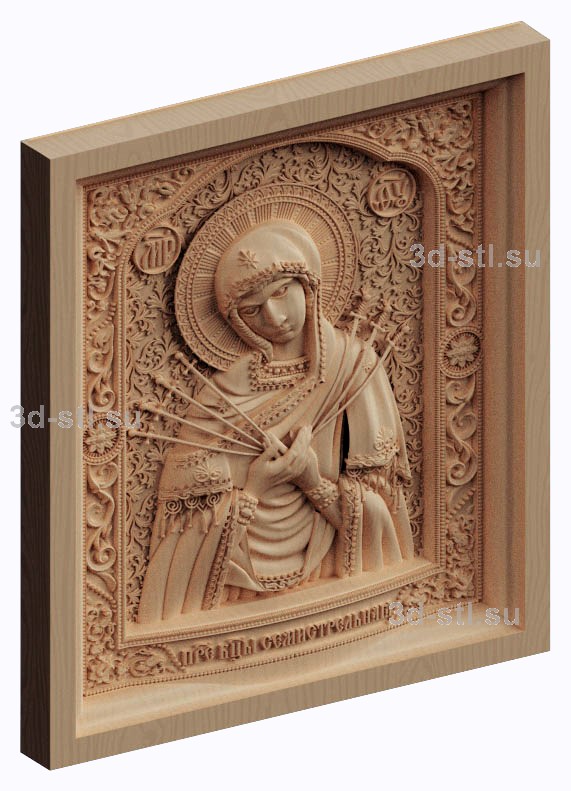 3d stl модель- Икона  Богородица Семистрельная