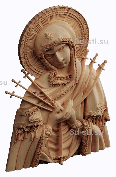 3d stl модель- Икона  Богородица Умягчение злых сердец
