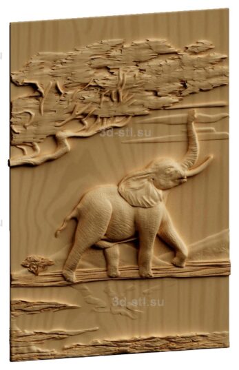 stl модель-Панно Слон