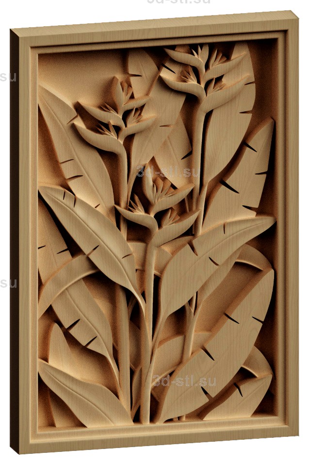 stl модель-Панно Листья растения