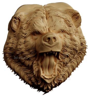 stl модель-Панно Голова злой медведь