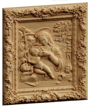 stl модель-Панно Мария с младенцем Иисусом
