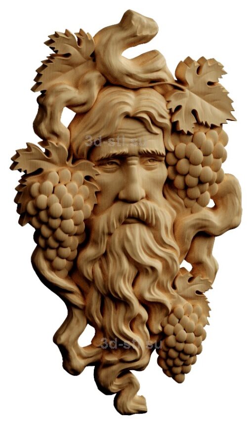 stl модель-Панно Бог виноделов- Дионис