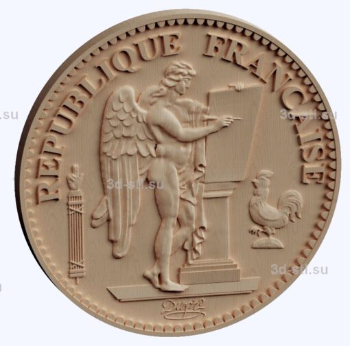 3d stl модель-монета Француии 20 франков лицевая сторона