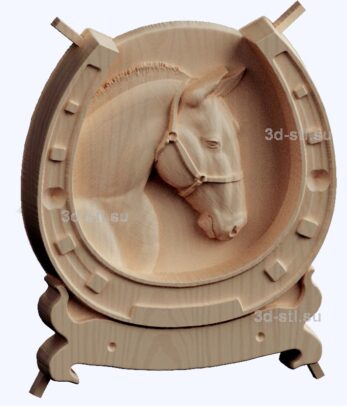 3d stl модель-подставка лошадь в подкове панно №1060