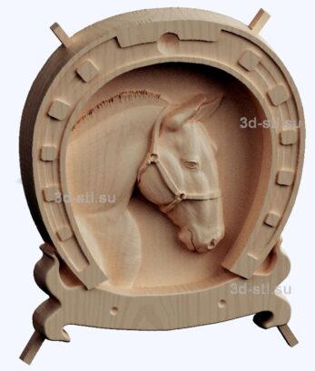 3d stl модель-подставка лошадь в подкове панно №1061