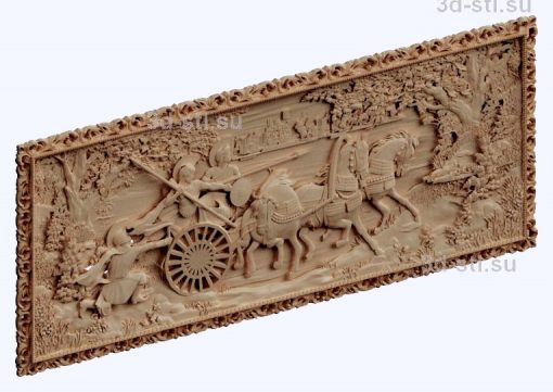 3d stl модель-панно №1313 римские войны и колесница