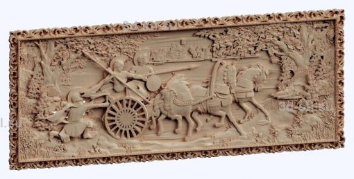 3d stl модель-панно №1313 римские войны и колесница