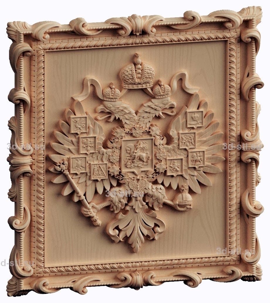 3d stl модель-панно  герб Российской Империи в рамке