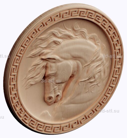 3d stl модель-медальон с лошадью