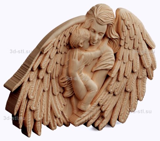 3d stl модель-панно мать- Ангел хранитель