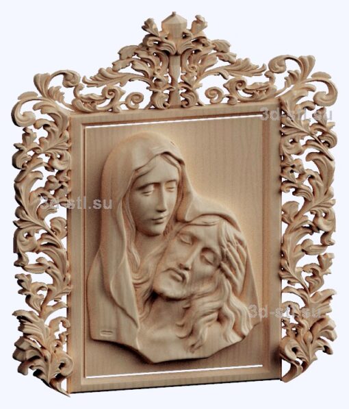 3d stl модель-Христос и Мария панно