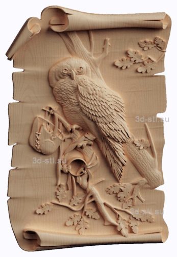 3d stl модель-пергамент №9 охотничья сова