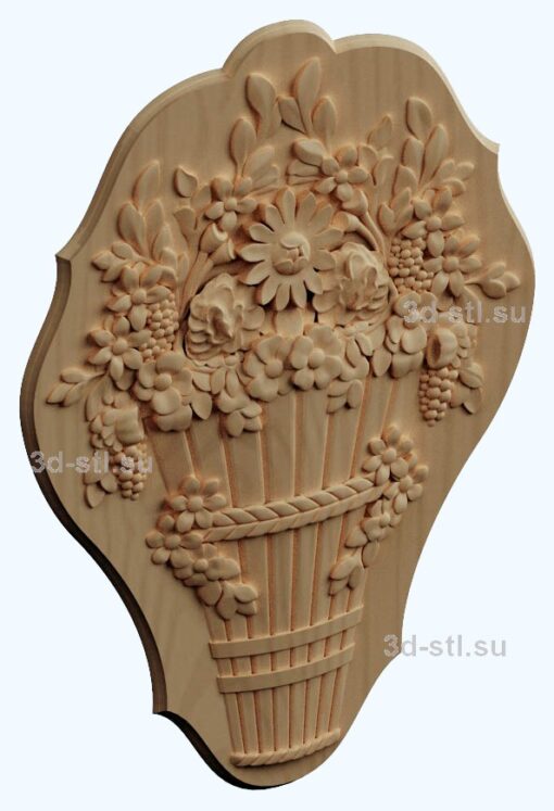 stl модель панно цветы в вазе